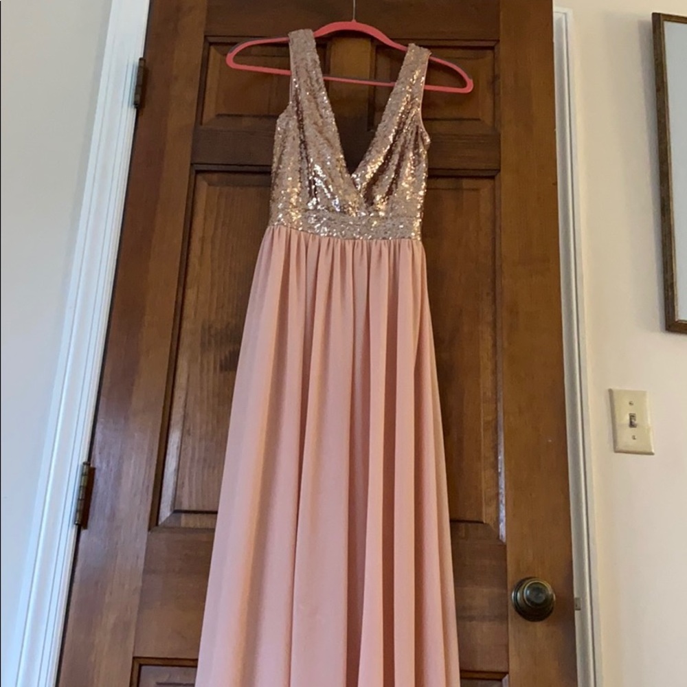 Lulu’s Formal Pink rose gold Sequin Gown
